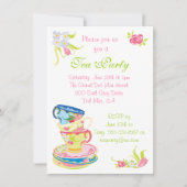 Invitation Victorian Stoppée Tasses Tea Party (Devant)