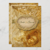Invitation Victorian vintage d'or Brown weding (Devant / Derrière)