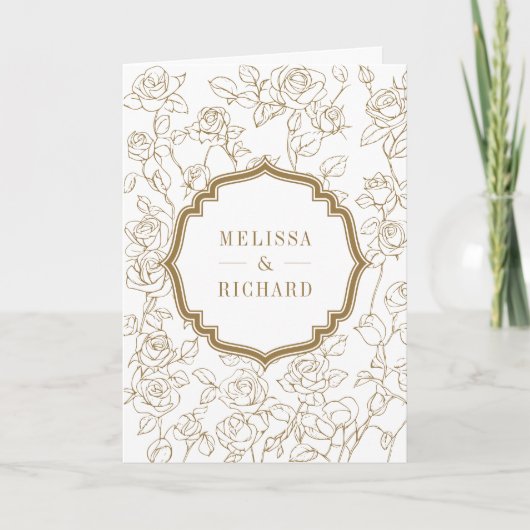 Invitation Victorian White and Gold Catholic QR Code Wedding (Devant)