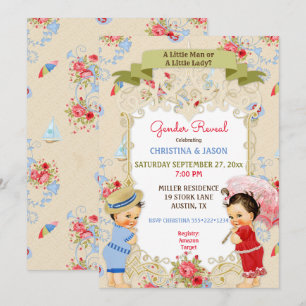 Invitation Victoriana Beach Summer Gender Reveal de la promen