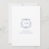 Invitation Victorien Baroque Floral Crest Blue Mariage (Dos)