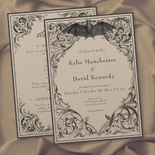 Invitation Victorien Chauve-Souris Jusqu'à la Mort Noir et Br