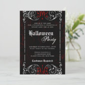 Invitation Victorien Éffrayant gothique Noir Rouge Halloween (Debout devant)