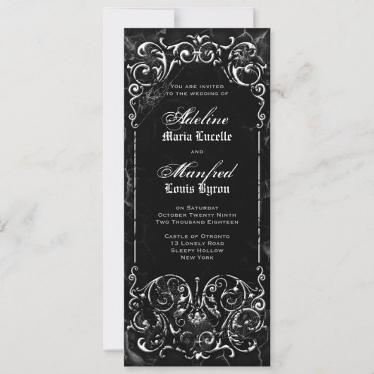 Invitation Victorien gothique Éffrayant noir et blanc Mariage (Devant)