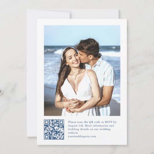 Invitation Victorien Ornate Grace Floral Dusty Mariage bleu (Dos)