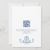 Invitation Victorien Ornate Grace Floral Dusty Mariage bleu (Dos)
