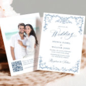 Invitation Victorien Ornate Grace Floral Dusty Mariage bleu