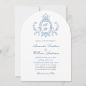 Invitation Victorien Ornate Grace Floral Dusty Mariage bleu (Devant)