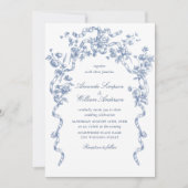 Invitation Victorien Ornate Grace Floral Dusty Mariage bleu (Devant)