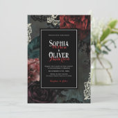 Invitation Victorien romantique gothique noir foncé Mariage (Debout devant)