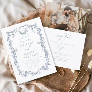Invitation Victorien Vintage Français Photo Tout en un Mariag