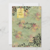 Invitation victorienne d'anniversaire de pêche (Devant)