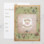 Invitation victorienne de baby shower (Devant / Derrière)