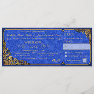 Invitation victorienne de billet de mariage (bleu