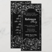 Invitation Victorienne Éffrayante gothique de Black Halloween (Devant / Derrière)