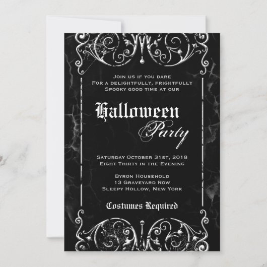 Invitation Victorienne Éffrayante gothique de Black Halloween (Devant)