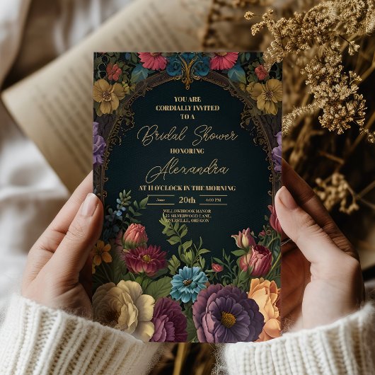 Invitation Victorienne gothique Vintage Floral Bridal