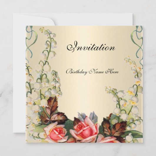 Invitation Victorienne Jolies Roses Florales (Devant)
