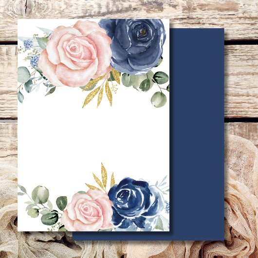 Invitation Vide Ajoutez votre propre texte Bleu marine rose b