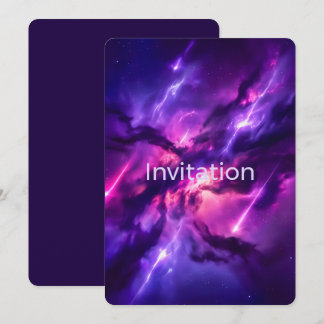 Invitation Vide cosmique néon violet