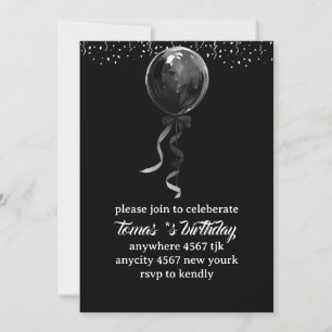 Invitation Vidéo d'invitation d'anniversaire élégante noire,