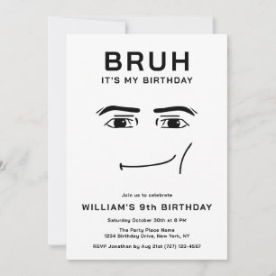 Invitation Vidéo drôle de jeu vidéo Bruh Meme 9e anniversaire