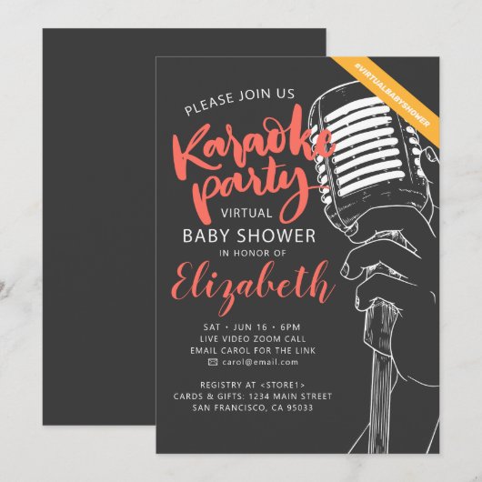 Invitation Vidéo du Baby shower du karaoké virtuel (Devant / Derrière)