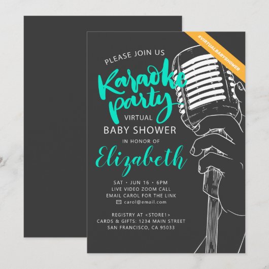 Invitation Vidéo du Baby shower du karaoké virtuel (Devant / Derrière)