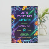 Invitation Video Game Birthday Invitation, Neon Gaming Party (Debout devant)