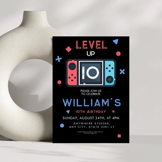 Invitation Video game Level up 10th Birthday