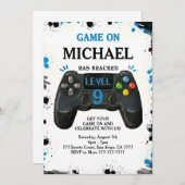 Invitation Video Game Level up Gamer Birthday (Devant / Derrière)