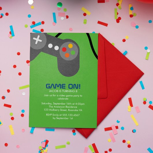 Invitation Vidéo Gamer fête d'anniversaire