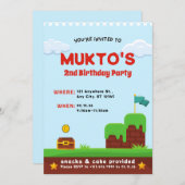 Invitation Vidéo Jeu 2ème fête d'anniversaire | Modèle de mod (Devant / Derrière)