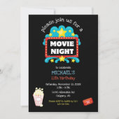 Invitation Vidéo Nuit Anniversaire Fête Enfants Popcorn Film  (Devant)