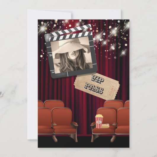 Invitation Vidéo VIP photo lumières cinéma fête de projection (Devant)