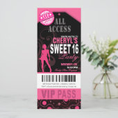 Invitation Vidéo VIP Sweet 16 rose et noir (Debout devant)