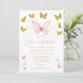 Invitation Vie des papillons Fête des mariées d'or rose (Debout devant)