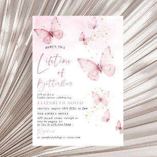 Invitation Vie des papillons Fête des mariées d'or rose