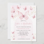 Invitation Vie des papillons Fête des mariées d'or rose (Devant)