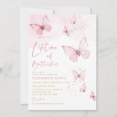 Invitation Vie des papillons Fête des mariées d'or rose (Devant)