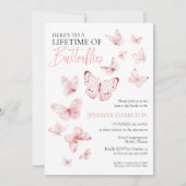 Invitation Vie des papillons Fête des mariées rose pâle (Devant)
