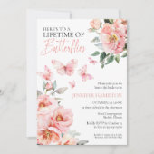 Invitation Vie des papillons Fête des mariées rose pâle (Devant)