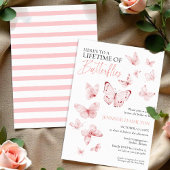 Invitation Vie des papillons Fête des mariées rose pâle