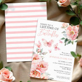 Invitation Vie des papillons Fête des mariées rose pâle