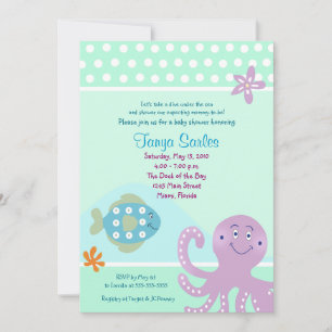 Invitation Vie marine de pieuvre Océan 5x7 Baby shower Invita
