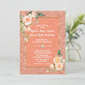 Invitation Vie moderne Fleurs de corail Parties scintillant d (Debout devant)