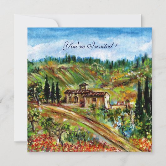 Invitation VIEILLE FERME DANS UN PAYSAGE DE TOSCANE VERTE Rus (Devant)