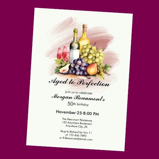 Invitation Vieilli à la perfection Vin Thème 50e anniversaire