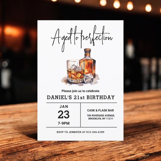 Invitation Vieilli à Perfection 21e fête d'anniversaire Whisk