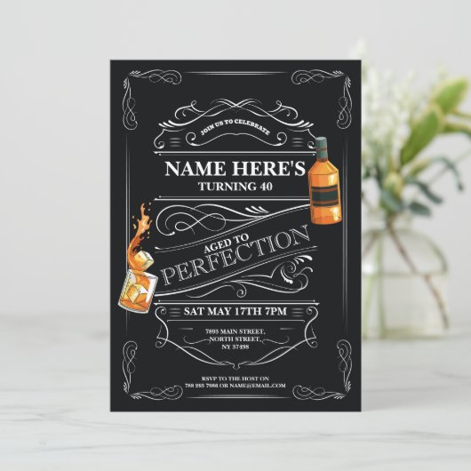 Invitation Vieilli à Perfection Whiskey 50e 60e N'importe que (Debout devant)